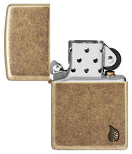 Load image into Gallery viewer, Zippo Lighter - Custom Engraved with Your Message - Armor Deep Carved Flame - Antique Brass 46400
