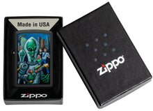 Load image into Gallery viewer, Zippo Lighter - Custom Engraved with Your Message for Alien Attack Design Black Matte Pocket Lighter 46250
