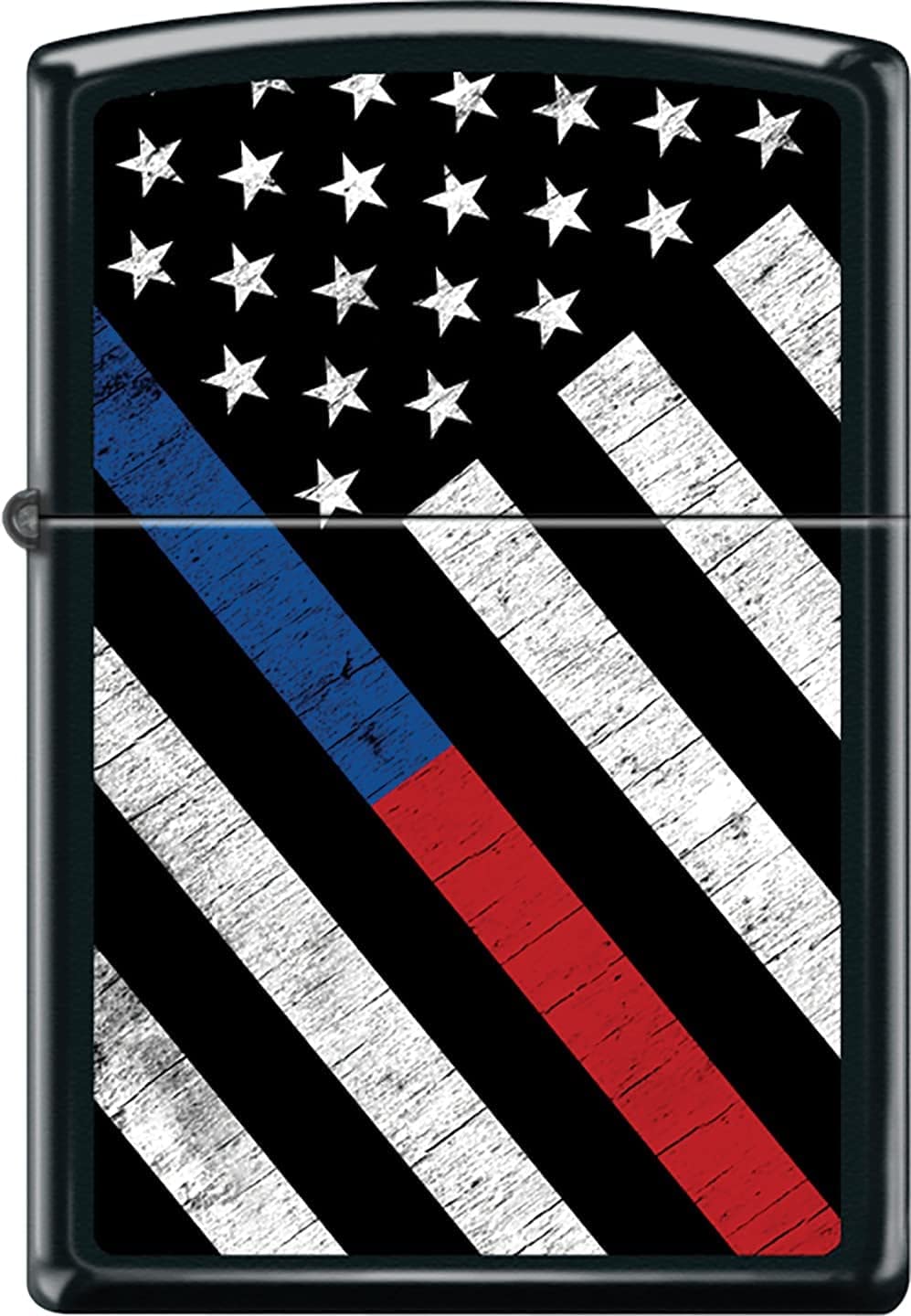 Zippo Lighter - Blue Red USA Flag Patriotic Black Matte Z1097