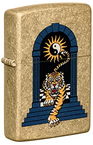 Zippo Lighter- Personalized Engrave Animal Design Tiger Tattoo Tumbled 48613