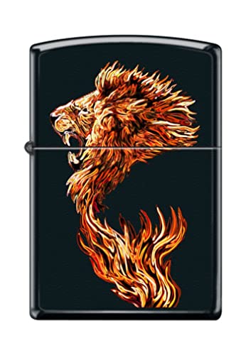 Zippo Lighter- Personalized Message Engrave for Fire Lion Black Matte #Z5046