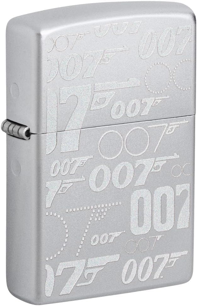 Zippo Lighter - Personalized Customize Message Engrave on Backside for James Bond 007 Windproof Lighter Satin Chrome 48735
