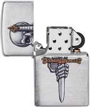 Load image into Gallery viewer, Zippo Sword Skull Design Brushed Chrome Pocket Lighter
