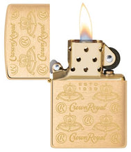 Load image into Gallery viewer, Zippo Lighter - Custom Engraved with Your Message for Crown Royal Elegance Design Brushed Brass Pocket Lighter 46299
