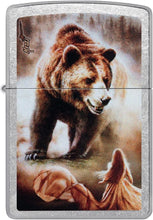 Load image into Gallery viewer, Zippo Mazzi Grizzly Bear Street Chrome Pocket Lighter
