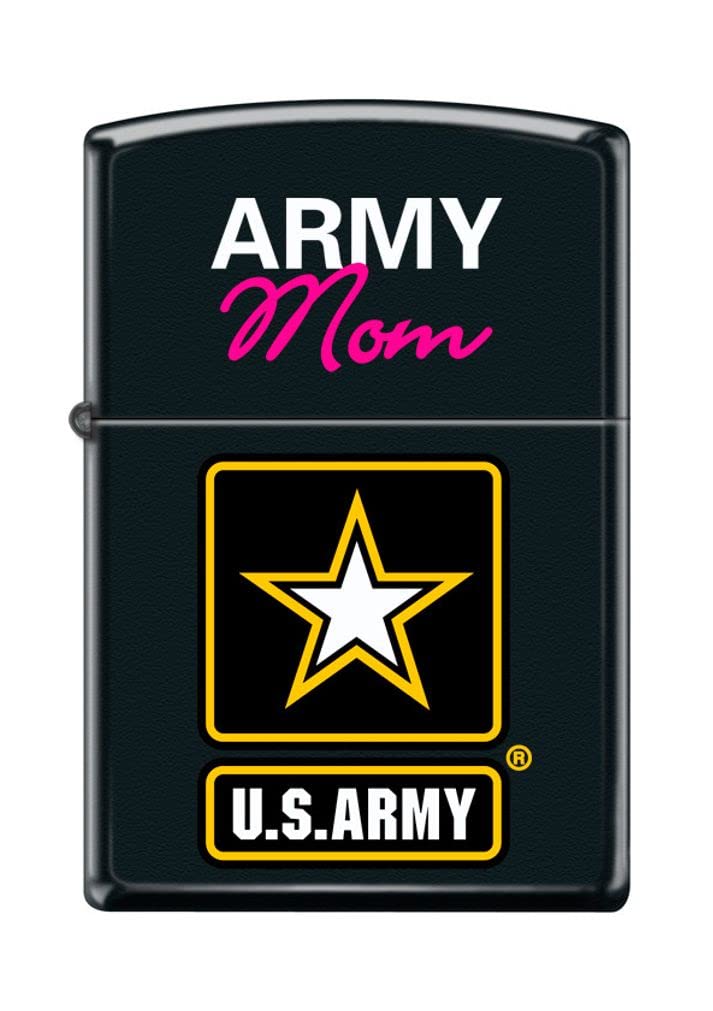 Zippo Lighter- Personalized Engrave for United States Army Mom Black Matte Z5071