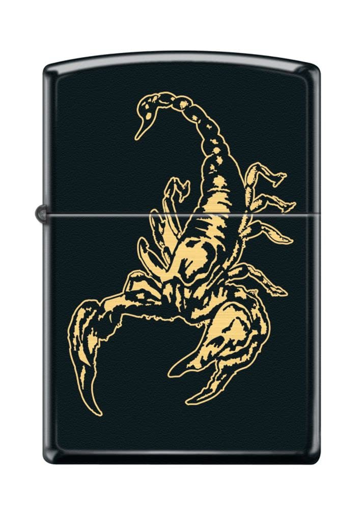 Zippo Lighter - Personalized Custom Message Engrave on Back Animal Designs Windproof Lighter Black Matte Scorpion Z5297
