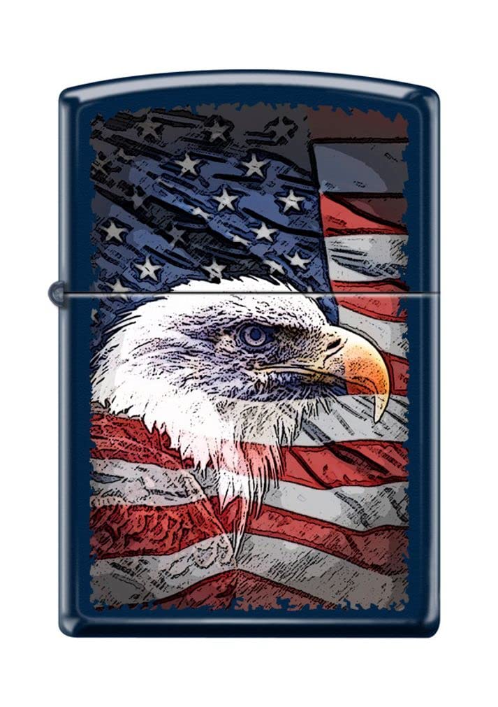 Zippo Lighter- Patriotic Bald Eagle US Flag Navy Matte Windproof Lighter #Z5061