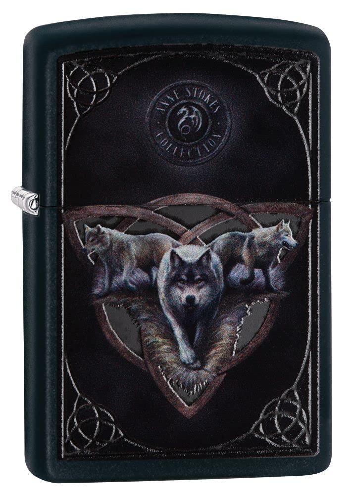 Zippo Lighter- Wolf Wolves Triquetra Black Matte Windproof Lighter #Z5176