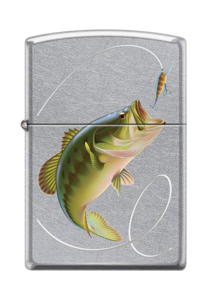 Zippo Lighter - Personalized Message Engraved Backside on Fishing Design Windproof Lighter