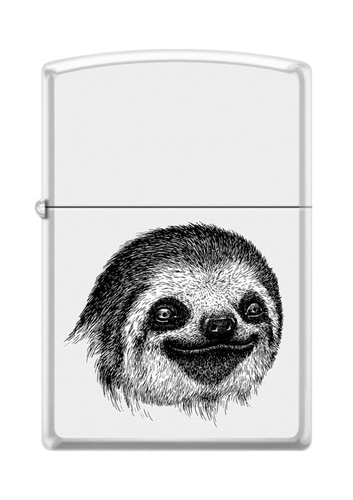 Zippo Lighter- Sloth Face Cute White Matte Windproof Lighter #Z5248