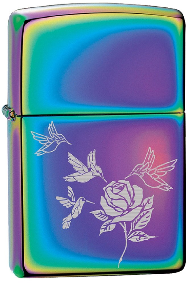 Zippo Lighter - Personalized Custom Message Engrave on Back Animal Designs Windproof Lighter Spectrum Hummingbirds Rose Z160