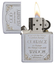 Load image into Gallery viewer, Zippo Lighter- Personalized Engrave Cross Prayer Design Serenity Prayer 28458
