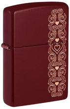 Load image into Gallery viewer, Zippo Lighter - Custom Engraved with Your Message for Heart Garland Design Merlot Pocket Lighter 46296
