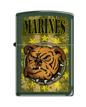Load image into Gallery viewer, Zippo Lighter- Personalized Engrave for USMC Bulldog Stars Grunge Green #Z5354

