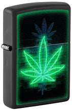 Load image into Gallery viewer, Zippo Lighter - Custom Engraved with Your Message for Gleaming Leaf Design Black Matte Pocket Lighter 46266
