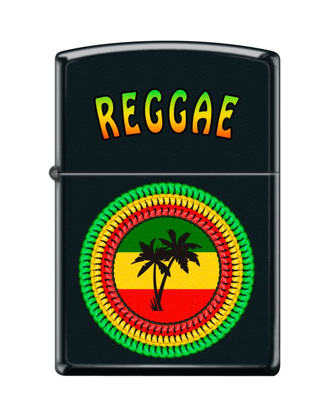 Zippo Lighter- Personalized Engrave Reggae Palms Black Matte #Z5470