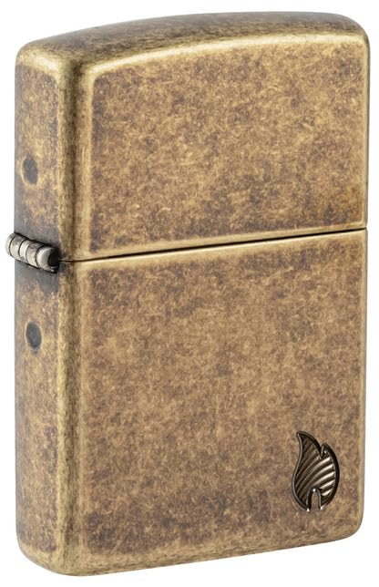 Zippo Lighter - Custom Engraved with Your Message - Armor Deep Carved Flame - Antique Brass 46400
