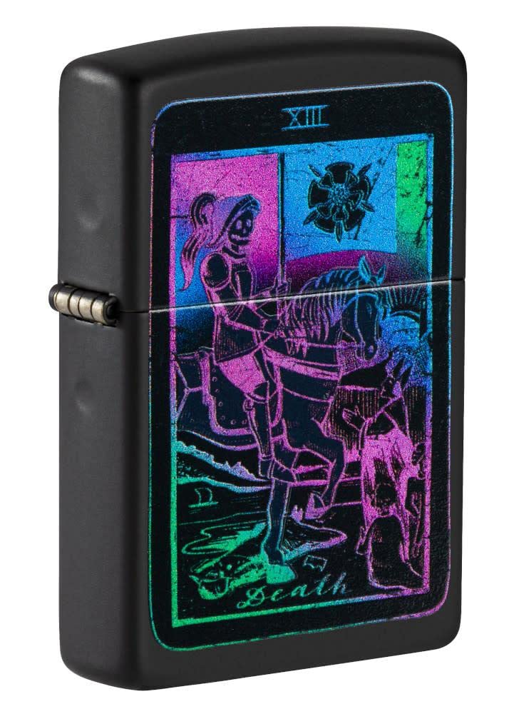 Zippo Lighter - Personalized Customize Message Engrave on Backside for Black Light Design Tarot Card Design 49698