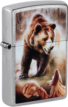 Load image into Gallery viewer, Zippo Mazzi Grizzly Bear Street Chrome Pocket Lighter
