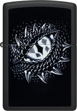 Load image into Gallery viewer, Zippo Black Light Dragon Eye Design Black Matte Pocket Lighter
