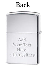 Load image into Gallery viewer, Zippo Lighter -Personalized Customize Message Engrave on Backside for U.S. Army USA Military Eagles Head Majestic High Polish Chrome #Z5355
