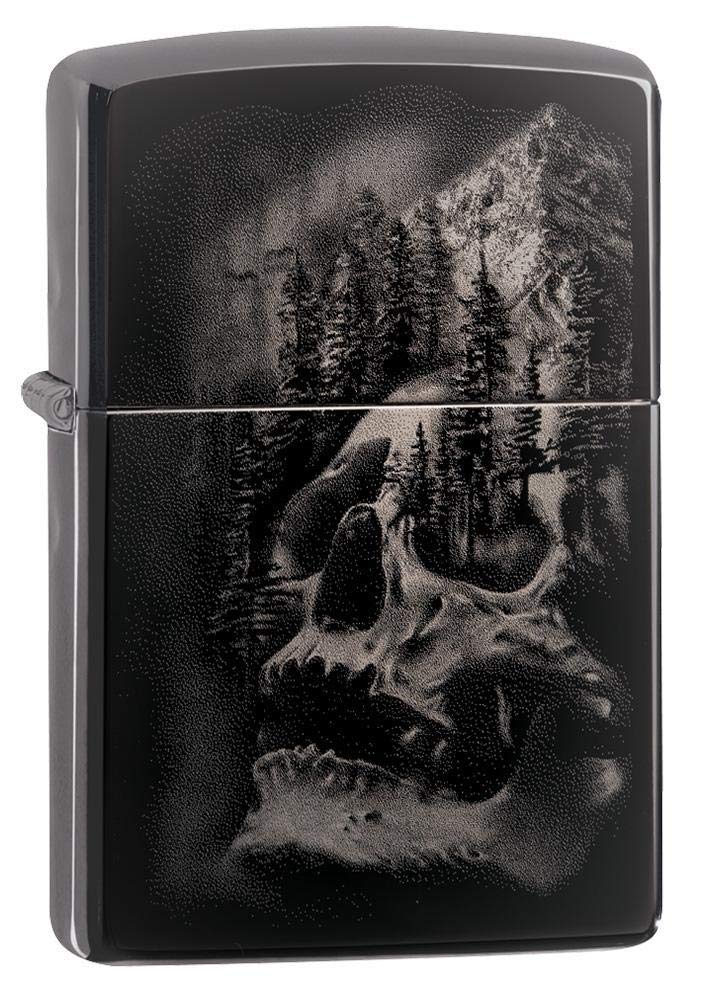 Zippo Lighter - Personalized Custom Message Engraved on Back for Skull Mountain Design Windproof Zippo Lighter #49141