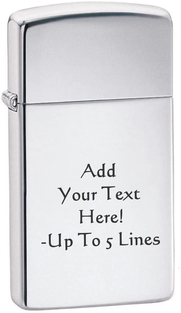 Zippo Lighter - Personalized Customize Message Engrave on Slim Size Windproof Lighter (High Polish #1610)