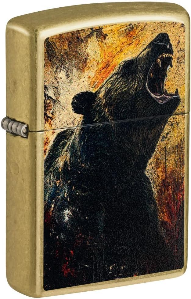 Zippo Lighter - Customized Message on Grizzly Roar Street Brass Pocket 46695