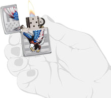 Load image into Gallery viewer, Zippo Lighter- Personalized Engrave Americana Eagle USA Flag Chrome 28449
