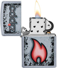 Load image into Gallery viewer, Zippo Flame Logo Design Street Chrome Pocket Lighter
