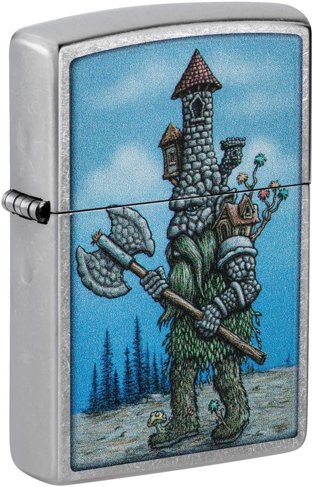 Zippo Lighter - Customized Message on Castle Troll Street Chrome Pocket 46246