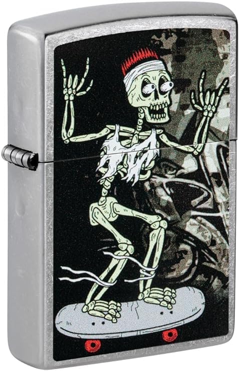 Zippo Lighter - Customized Message Skelet Skateboard - Street Chrome 48911
