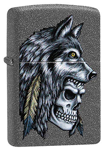 Zippo Lighter- Personalized Engrave Wolf WolvesZippo Lighter Black Crackle 29863