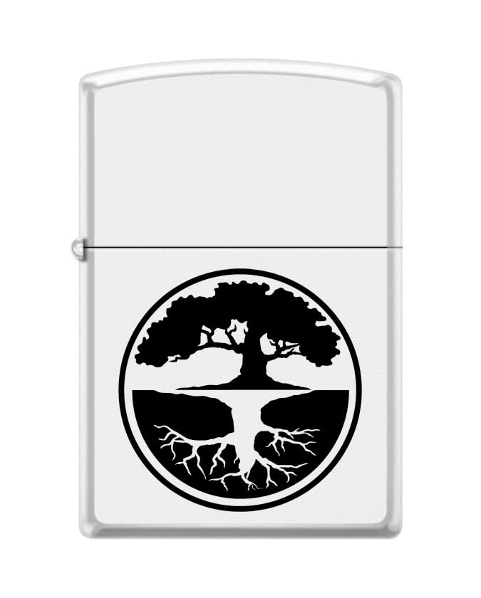 Zippo Lighter - Personalized Customize Message Engrave on Backside for Heart of The Tree Life White Matte Z5446