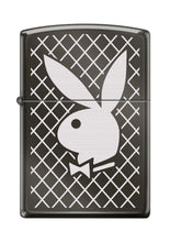 Load image into Gallery viewer, Zippo Lighter - Personalized Custom Message Engraved on Backside for Playboy Rabbit Head Black Ice #Z5294
