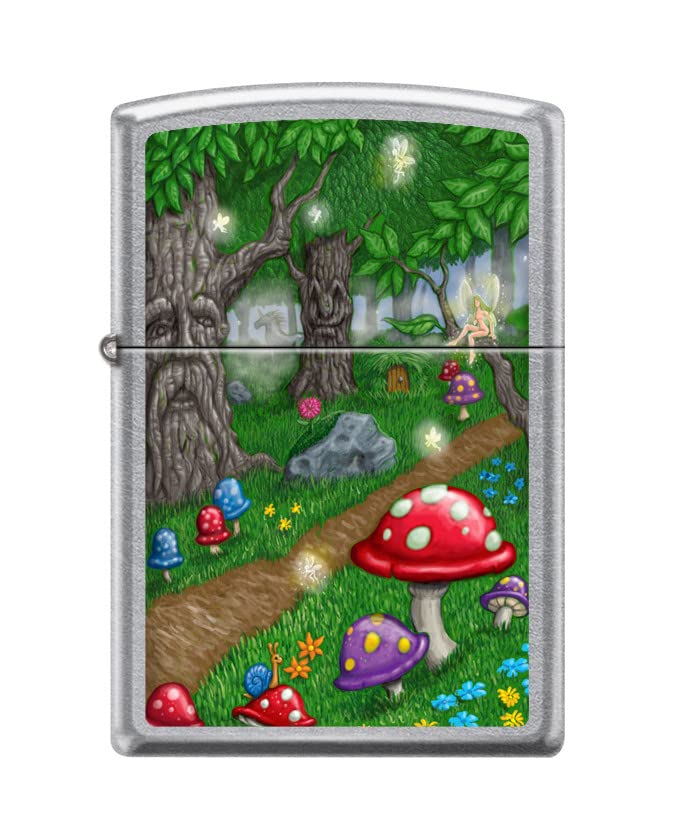 Zippo Lighter- Personalized Custom Message Engraved on Backside Fairy Land Street Chrome Windproof Lighter Z5388