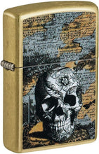 Load image into Gallery viewer, Zippo Lighter - Customized Message on Floral Skull Street Brass Pocket 46577
