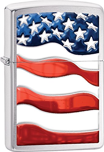 Zippo Lighter- Personalized Engrave Americana Eagle USA Flag Brush Chrome Z528