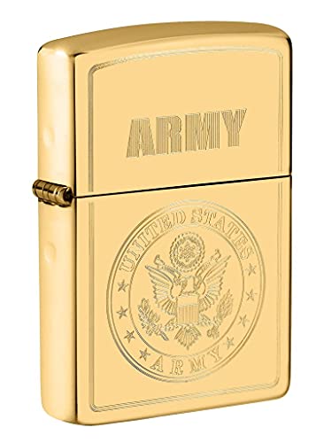 Zippo Lighter- Personalized Engrave for U.S. Army High Polish Brass #49314