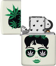 Load image into Gallery viewer, Zippo Cannabis Girl Design Glow in The Dark Pocket Lighter
