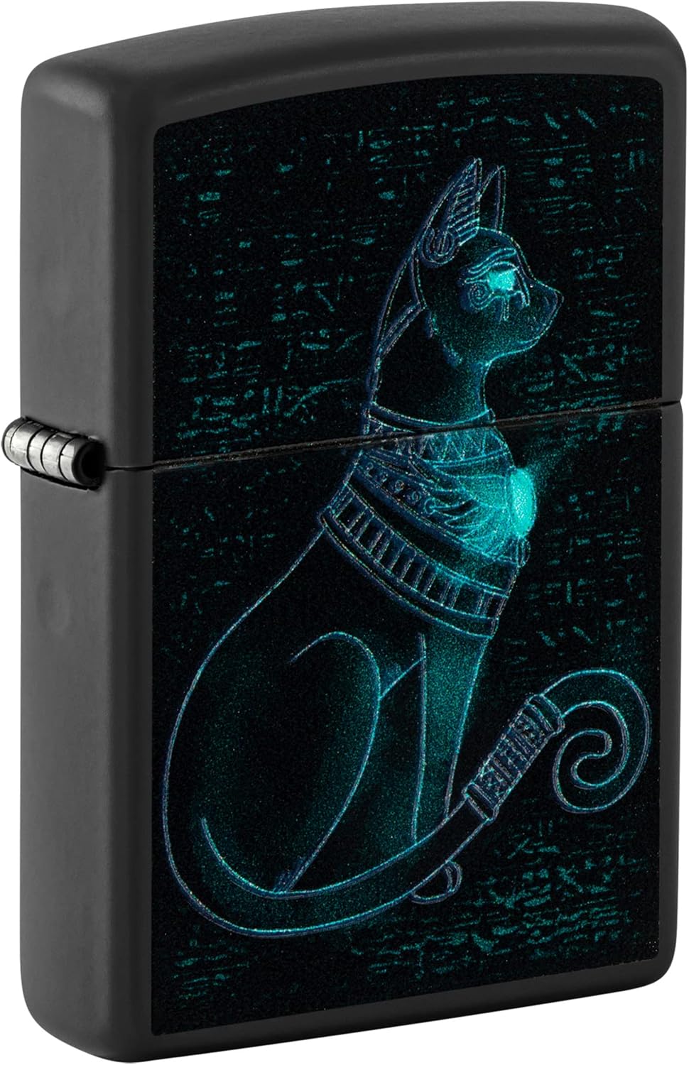 Zippo Black Light Spiritual Cat Design Black Matte Pocket Lighter