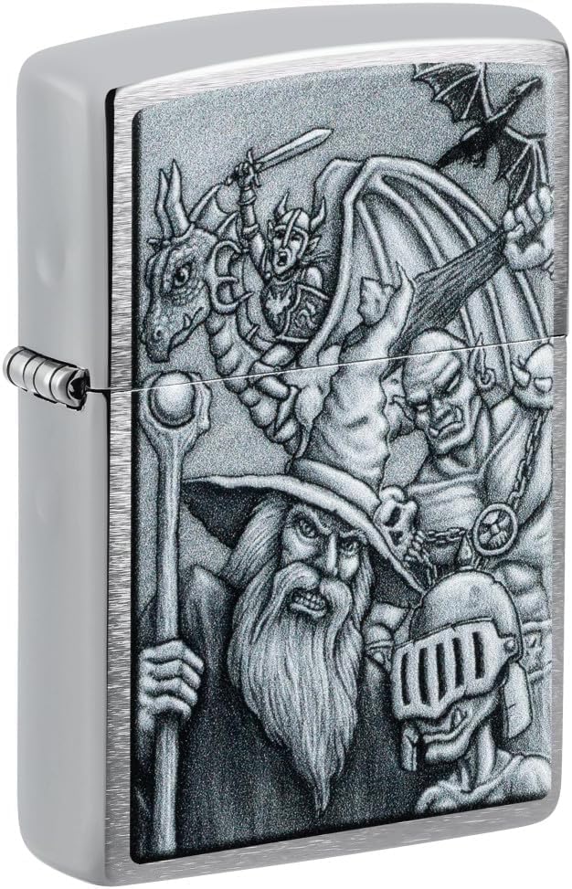 Zippo - Customized Message on Mystical Beings Brushed Chrome Pocket 46579