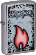Load image into Gallery viewer, Zippo Flame Logo Design Street Chrome Pocket Lighter
