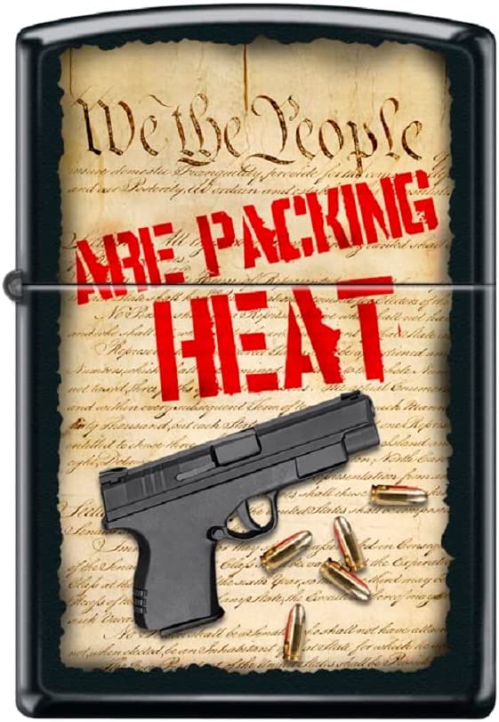 Zippo Lighter- Personalized Custom Message Engraved on Backside Constitution 2Nd Amendment Black Matte Windproof Lighter #Z5523