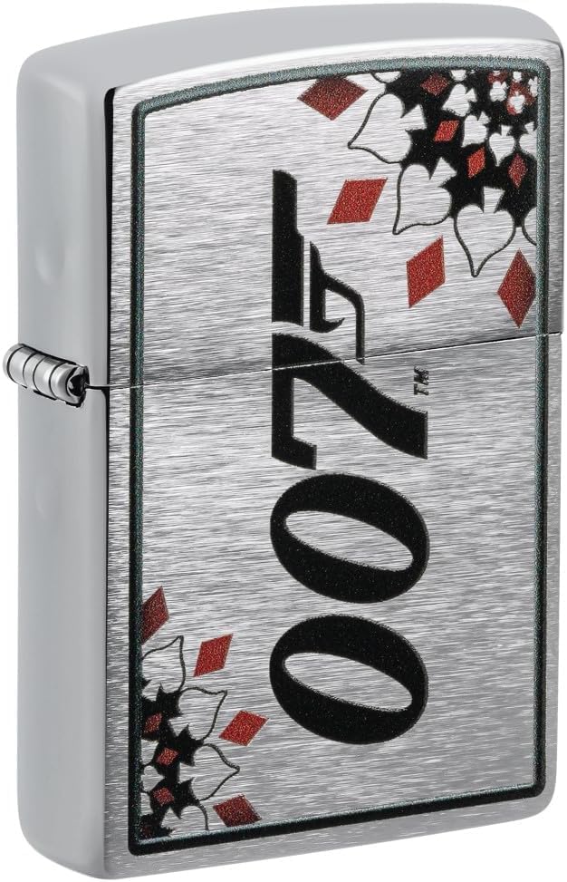 Zippo Lighter - Personalized Customize Message Engrave on Backside for James Bond 007 Windproof Lighter Brush Chrome 48734