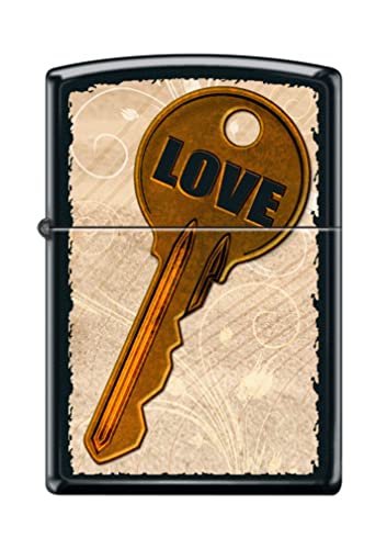 Zippo Lighter- Personalized Message Engrave for Love Key Black Matte #Z5141