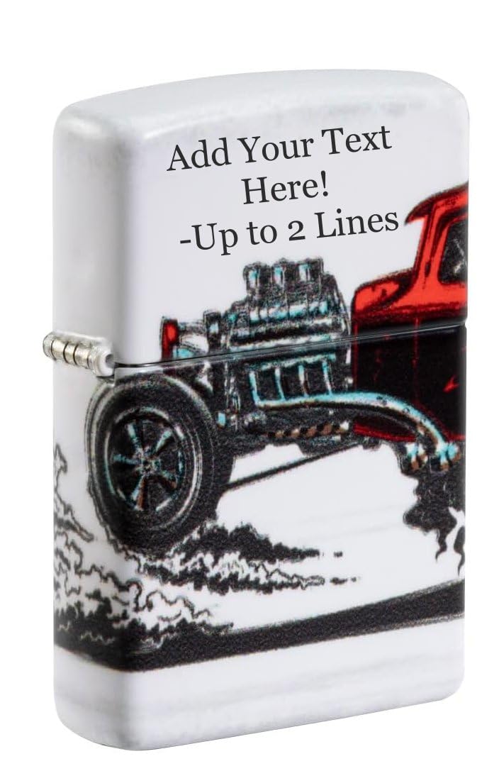 Zippo Lighter - Custom Message Engrave on Backside Hot Rod Car - 540 Color 48660