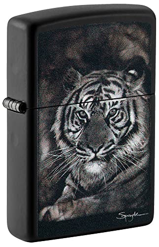 Zippo Lighter- Personalized Message Engrave Lion Design Black Matte #49763
