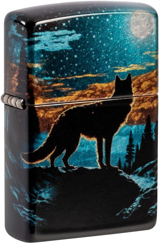 Zippo - Customized Message on Moonlight Wolf 540 Tumbled Chrome Pocket 46252